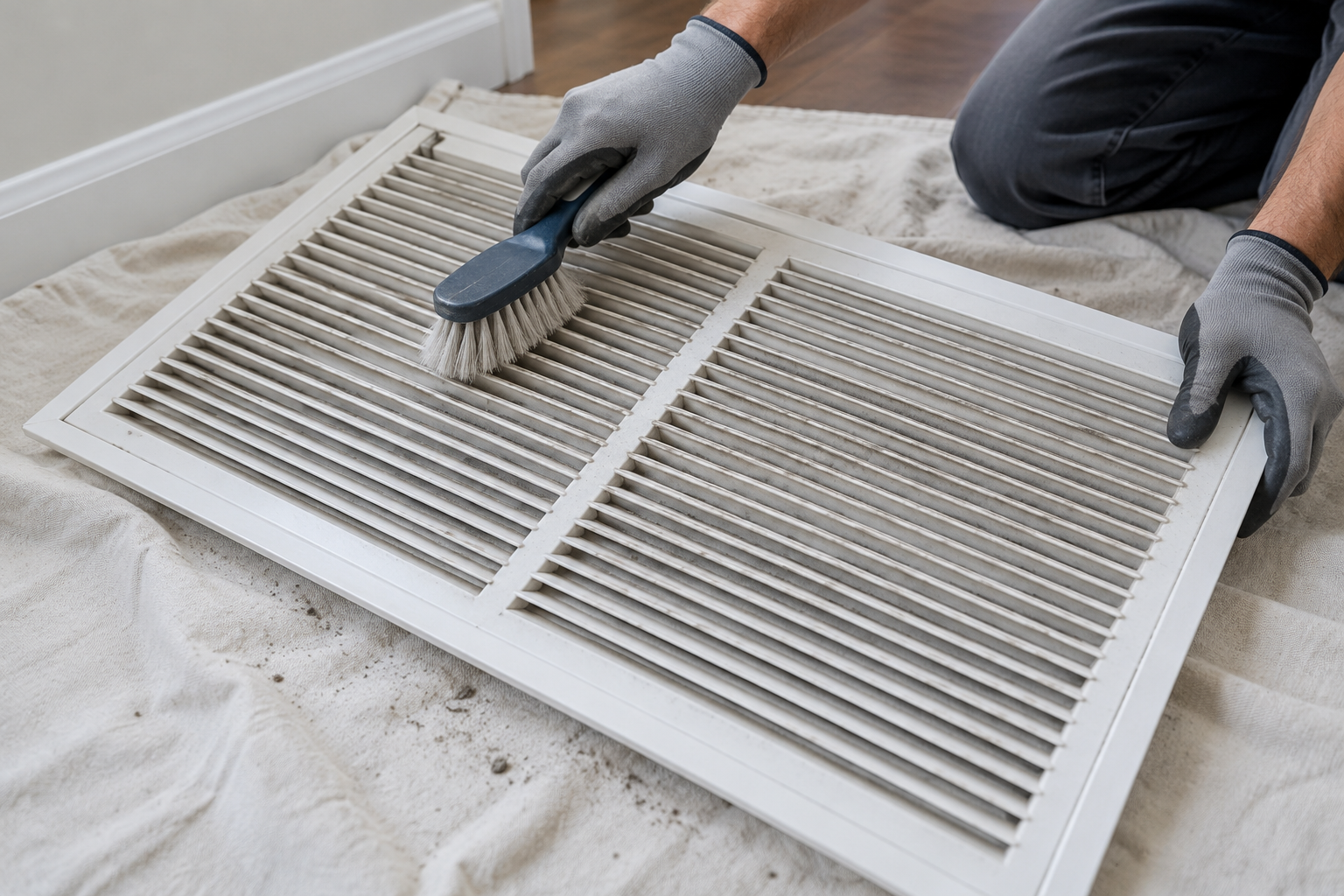Illustrative cleaning of a return grille
